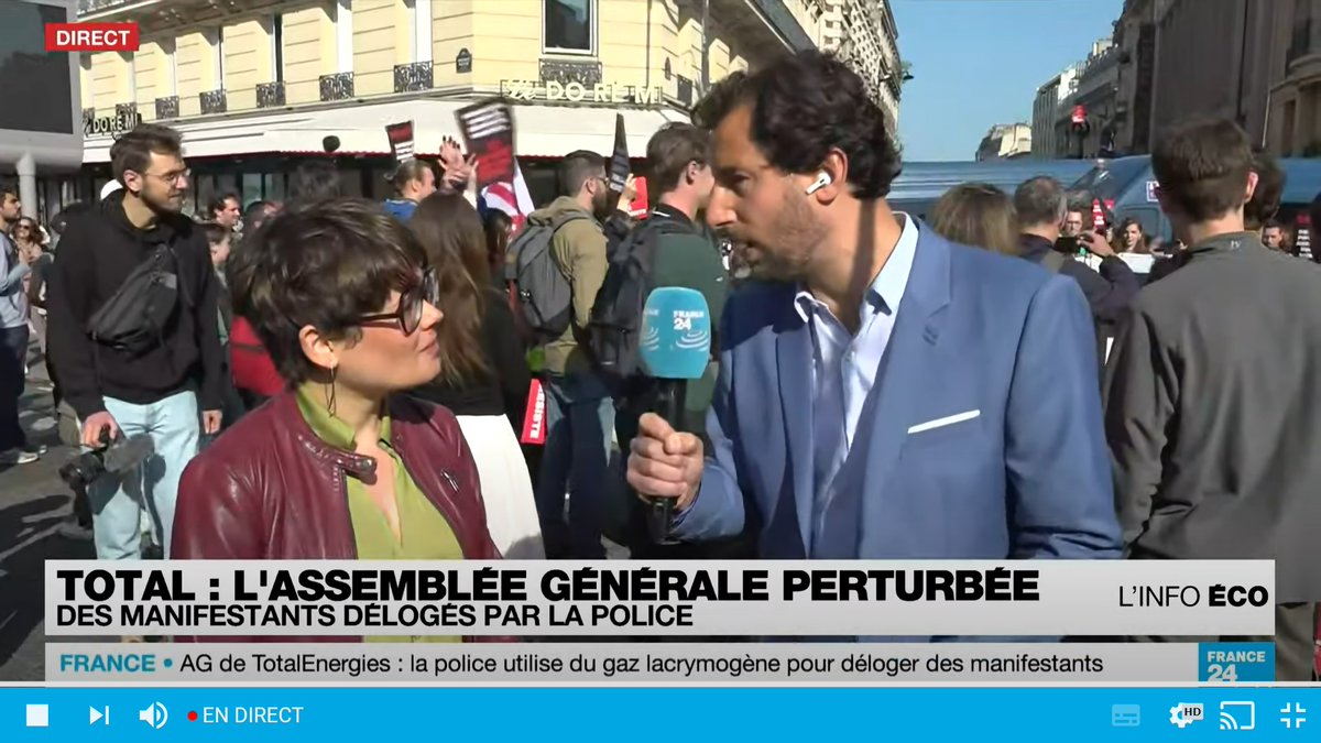 🎙️ 'Nous appelons à voter contre la stratégie climat de #TotalEnergies qui n'a de climat que le nom', @Lucie_Pinson_, directrice de Reclaim Finance, était en direct sur @France24_fr. 

#DefundTotalEnergies #BlocageTotal

france24.com/fr/%C3%A9missi…