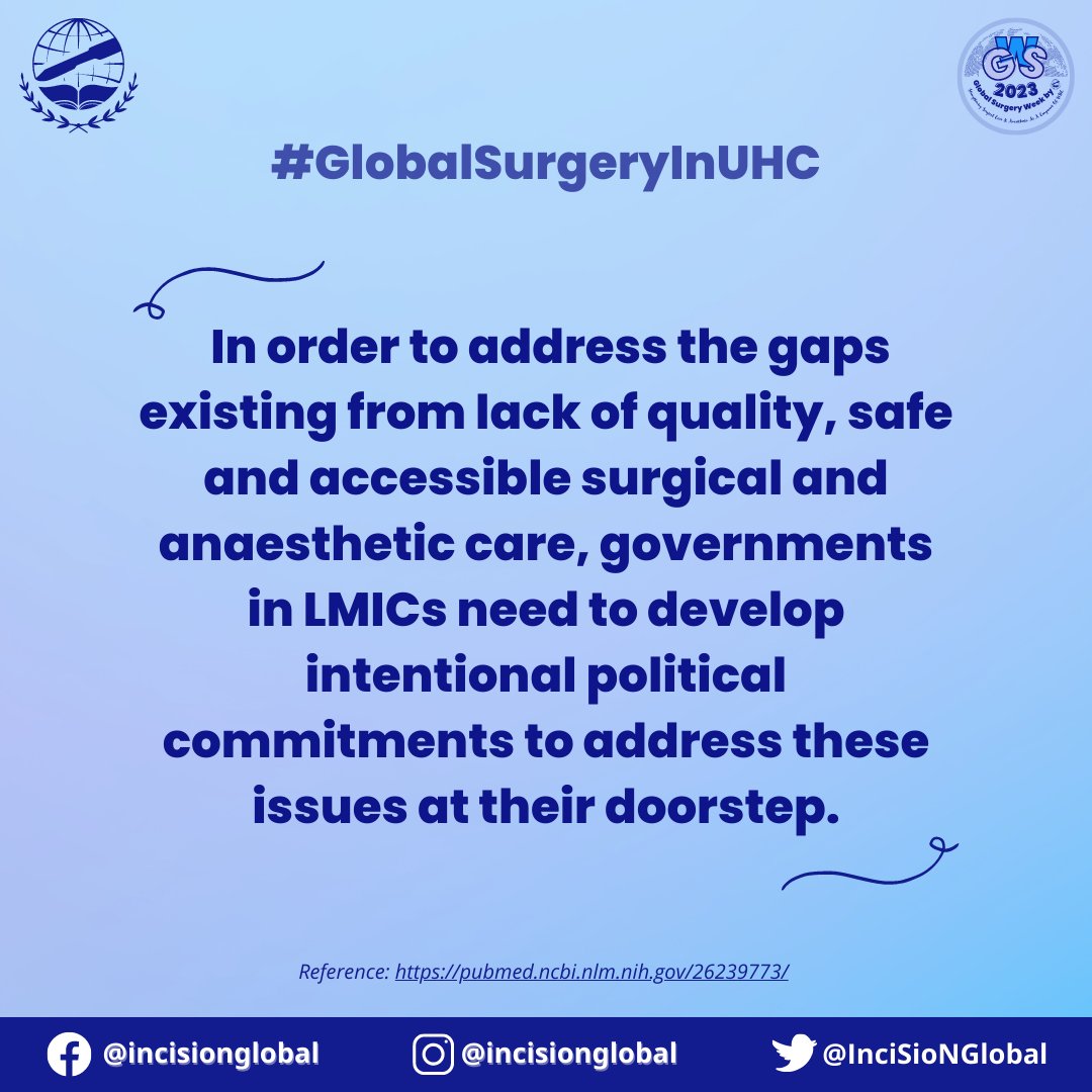 InciSioNGlobal's tweet photo. Closing the #GlobalSurgery Gap with #WHA68.15: Strengthening the Essential Surgery and Anaesthesia Capacities. Make #GlobalSurgeryInUHC.π
π’ Don't miss out our #GSW2023 event that is happening on 28th May. π Register at link in bio or https://t.co/r2f29bt7GF
#TheFutureOfTheOR https://t.co/QkRnRpPPna