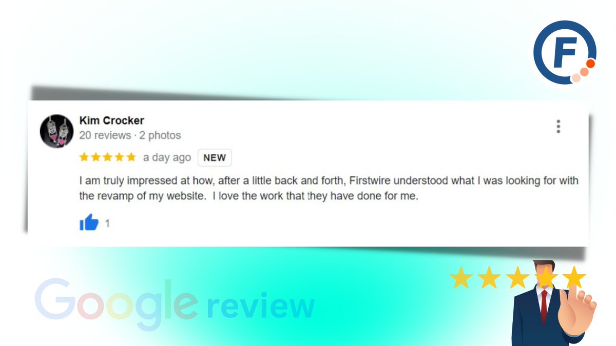 firstwireapp's tweet photo. #fivestarfriday - Celebrating 5 STAR review on #google ⭐⭐⭐⭐⭐
Thank you, Kim Dickenson (https://t.co/6WM0UIMId8). We really appreciate your support.
A big congratulations to our Shopify team. Great job! 🎉
Check our work at - https://t.co/4dtbNtRHiy
#firstwireapps https://t.co/nF11OlpG70