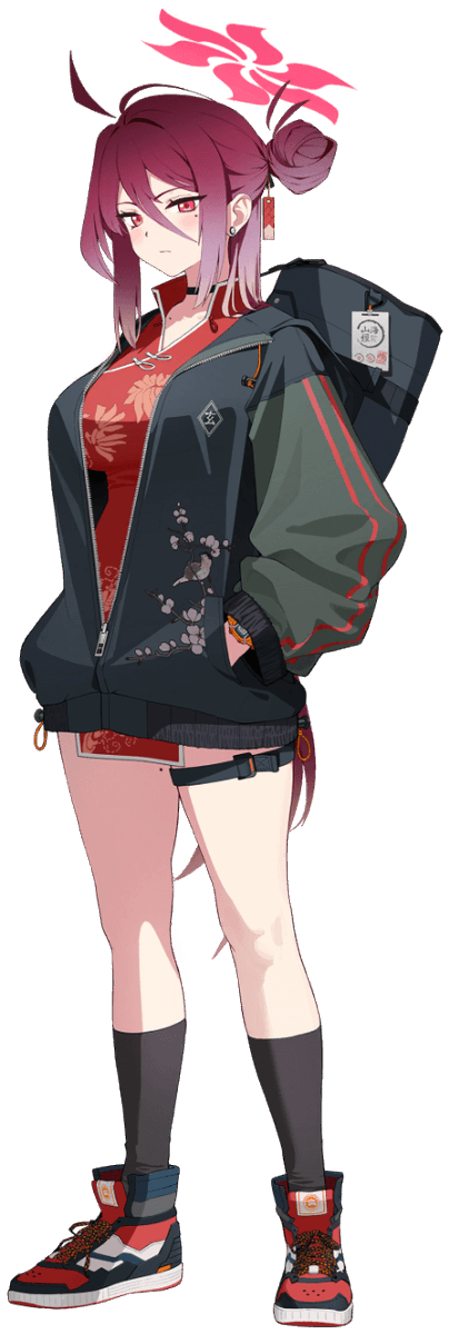 1girl solo halo hair bun jacket socks sneakers  illustration images