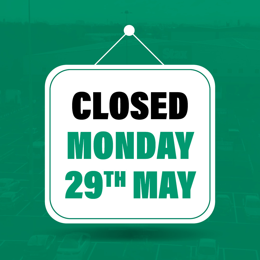 Don’t forget that our branches will be closed on Monday the 29th May for the bank holiday, to give our team a well-deserved break!!

#StaxTradeCentres #LoveStax #TradeOnly #BankHoliday
