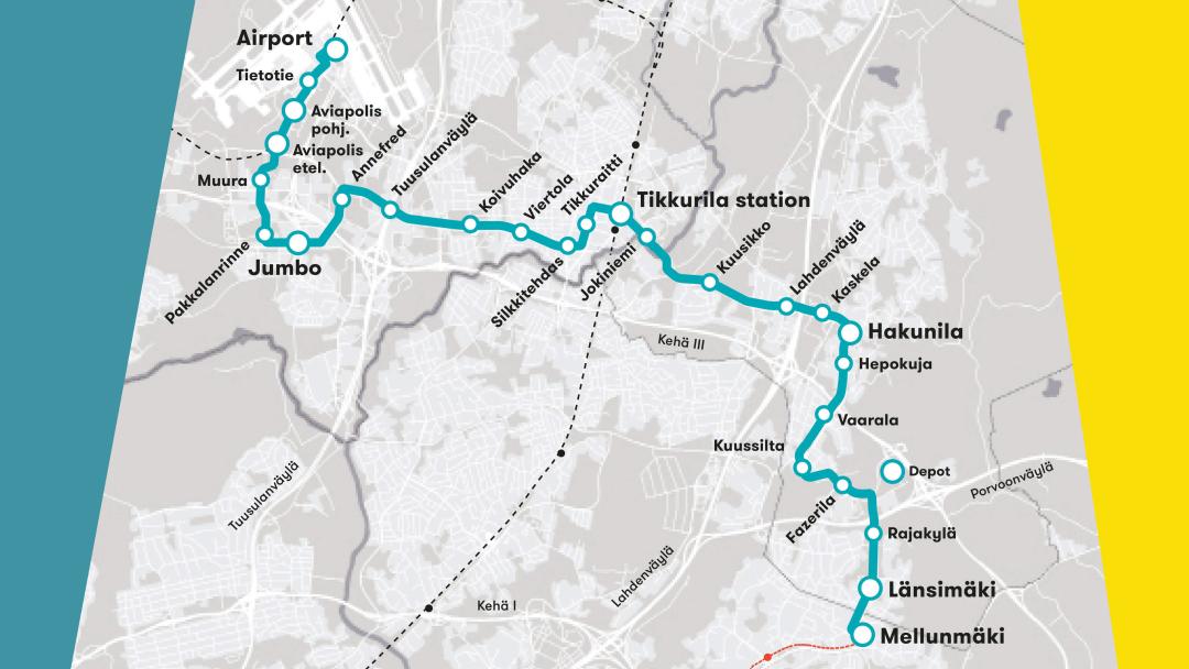 Vantaa City Council plan for Vantaa Light Rail, a 19 km long, 27-stop line, designed to supplement the public transport system, combining Hakunila and Länsimäki with the rail network and creates a direct connection to Tikkurila, Aviapolis, and the airport vantaa.fi/en/housing-and…