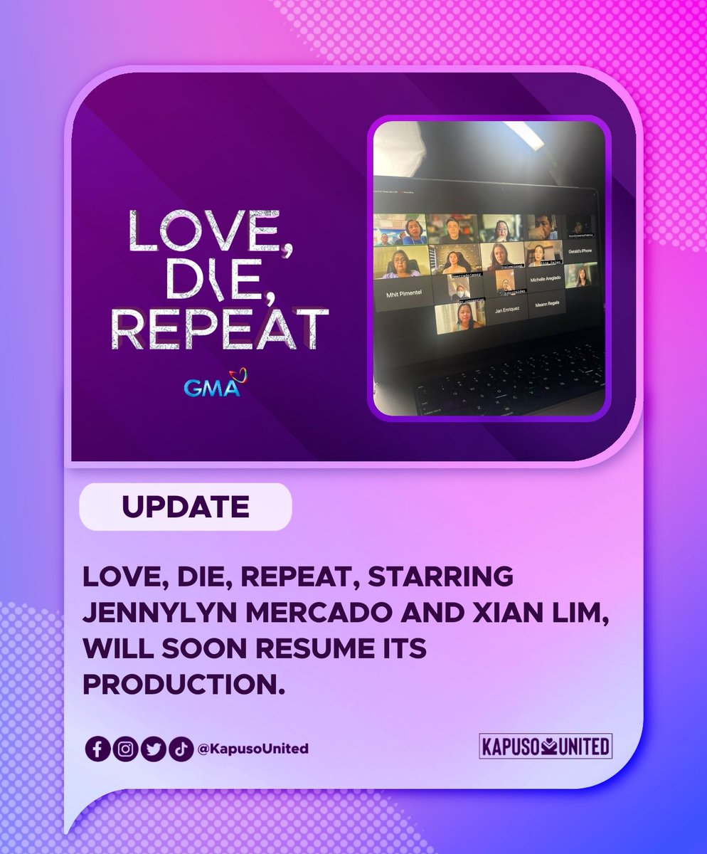 KapusoUnited's tweet photo. UPDATE: Love Die Repeat, starring Jennylyn Mercado and Xian Lim, will soon resume its production.

The said series was put on hold last 2021 due to Jen's pregnancy.

#LoveDieRepeat https://t.co/oH8ezl4TZh