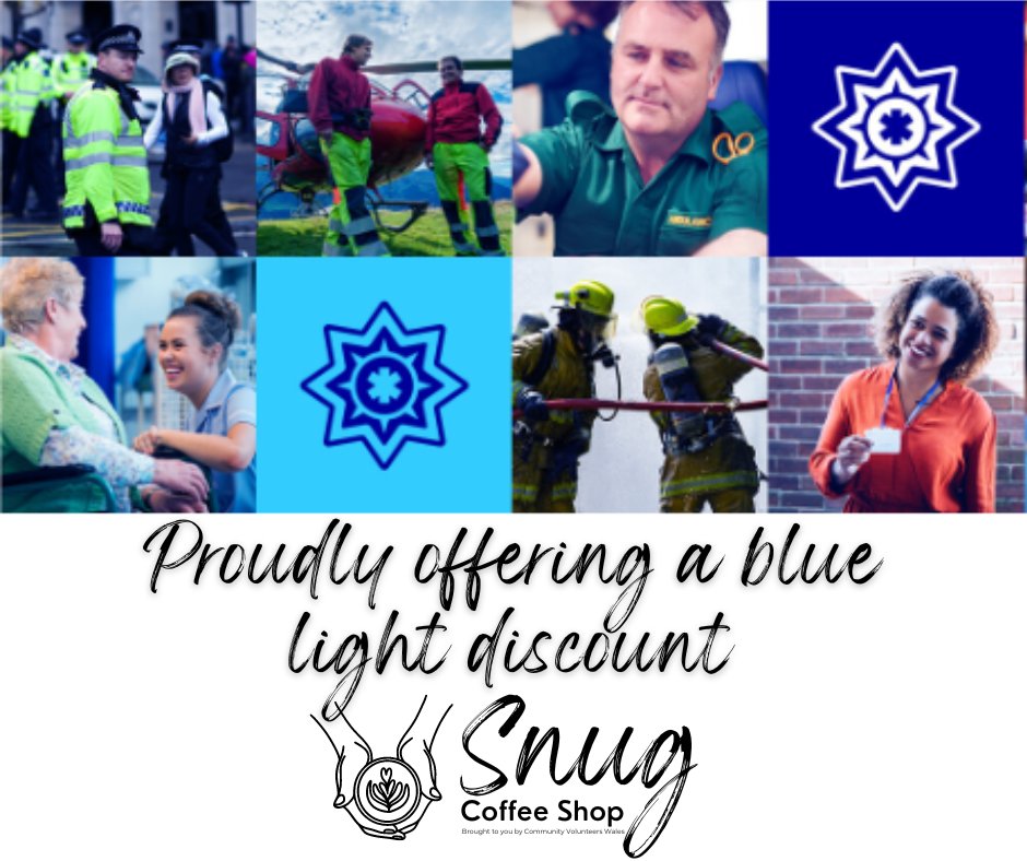 💙Just a reminder that we proudly offer Blue Light Discounts at Snug Coffee Shop! 💙 Show your blue light card to a staff member and claim your 10% discount on all our beverages and food options.