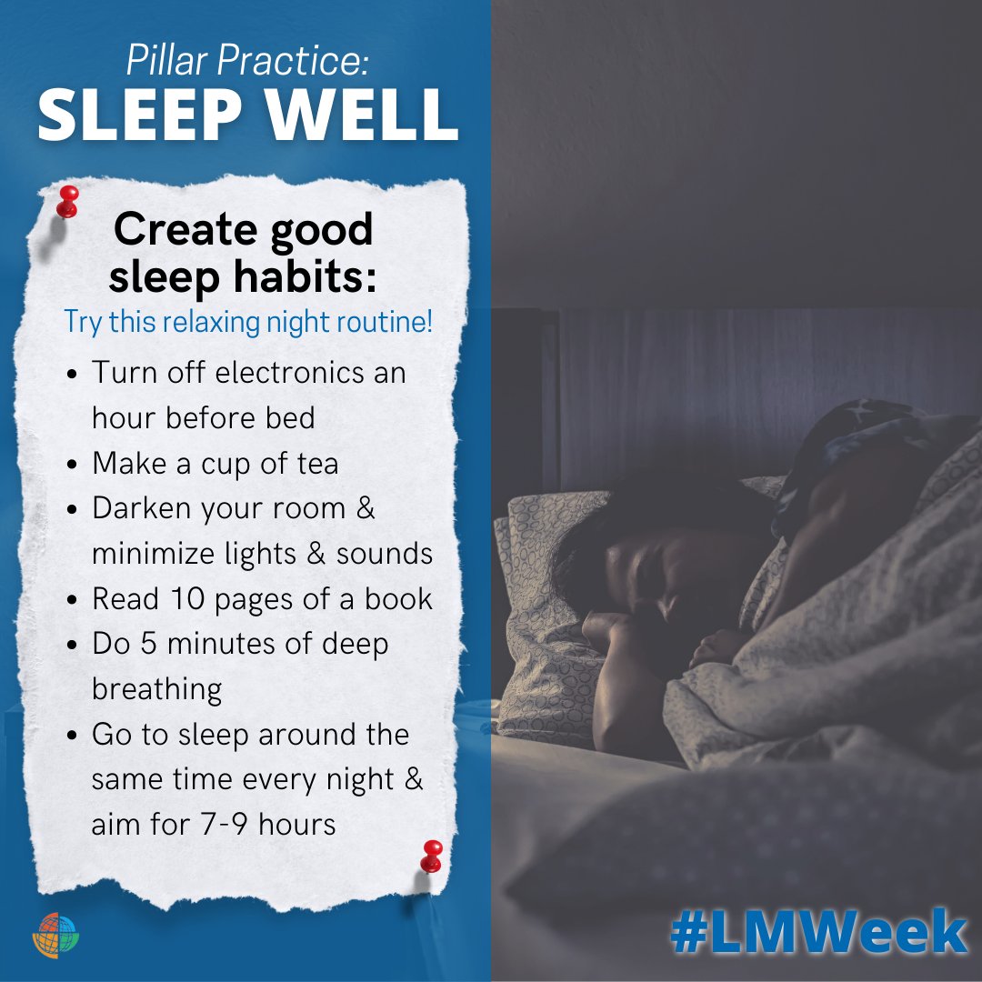 What helps you sleep better?

#Sleephealth is critical to overall health! Lack of good quality sleep can challenge the immune system. You can improve your sleep health by adjusting your diet, environment, and improving coping behaviors.

#LMWeek #LifeMedGlobal #LifestyleMedicine