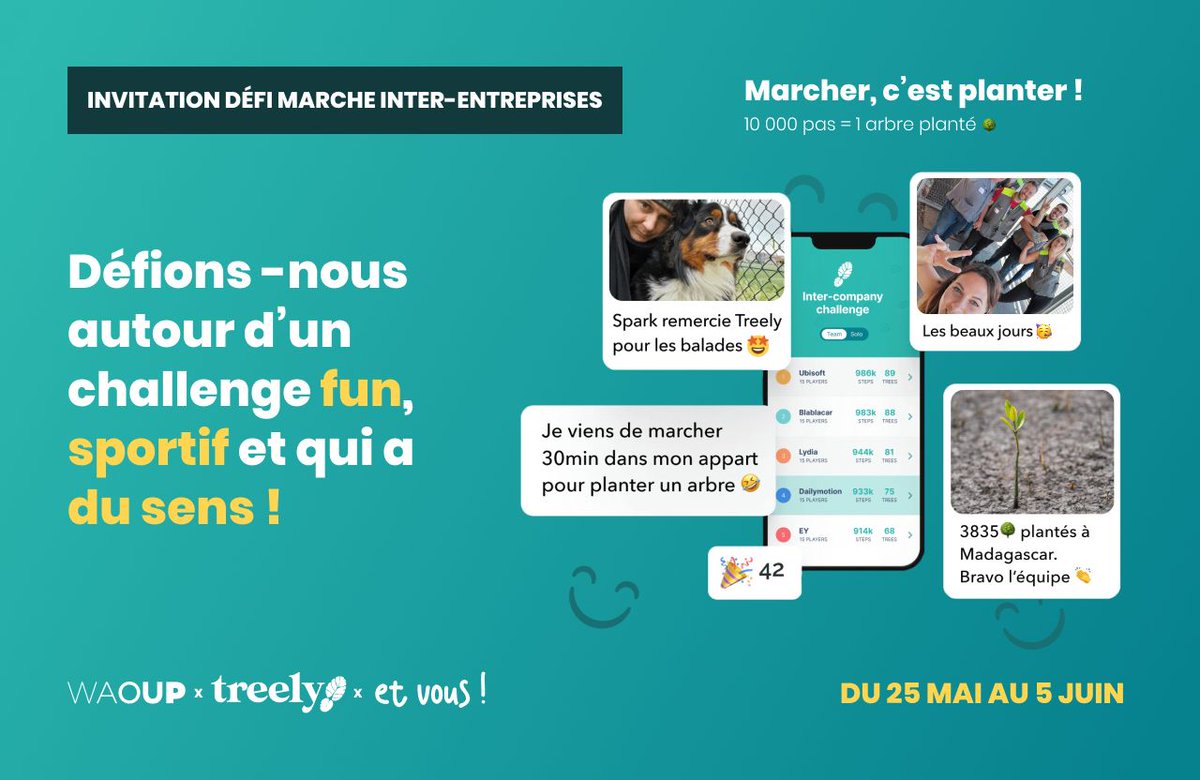 MaiengaEvents's tweet photo. La team Maïenga participe au défi de marche inter-entreprises, lancé par @Waoup &amp; #Treely, qui soutient l'ONG @eden_reforest qui plantera 1 arbre tous les 10 000 pas réalisés. Une action qui nous est chère😉
RDV sur ➡ @LinkedInFrance 
@Rallye_Gazelles @babelraid @trekingazelles https://t.co/m2o1uoOJPn