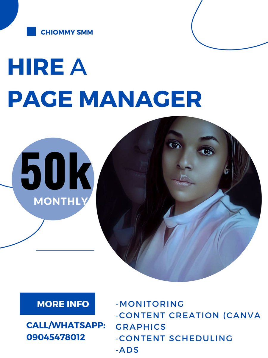 Looking for a social media manager?
I am here to help out. Contact me today👇👇👇 wa.me/message/DGYEBV…

#SocialMediaManagement #onlinejob #SocialMediaTips #chiommygraphics