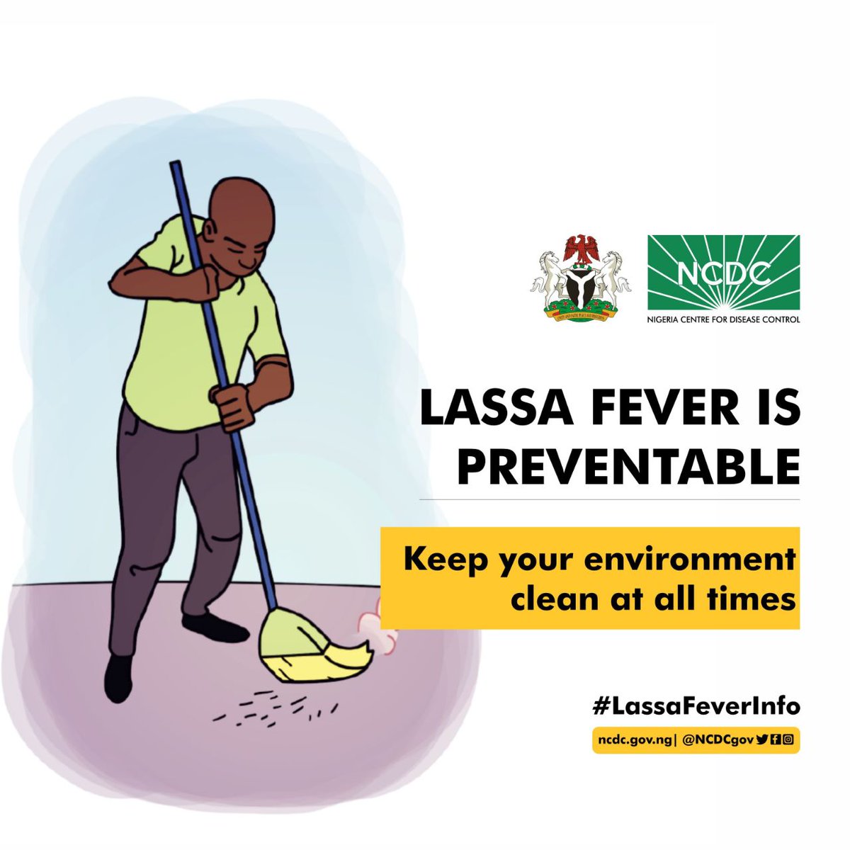 Prevention of #LassaFever relies on promoting good “community hygiene” to discourage rodents from entering homes. Let us all work together to reduce the risk of #LassaFever infection and spread in our homes and communities.