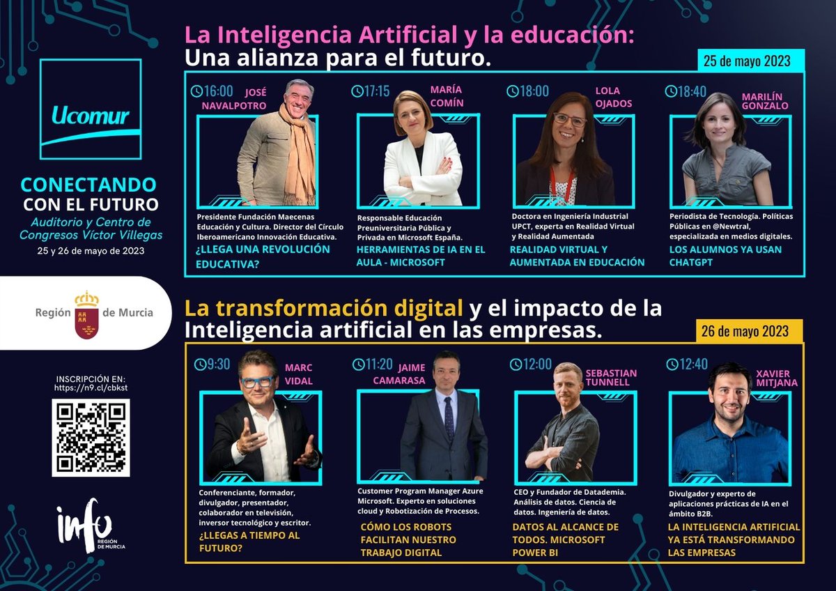 ucomur's tweet photo. 📢 Comienza la segunda jornada del ciclo 'Conectando con el futuro'.

👉Hoy abordamos la Transformación Tecnológica de la mano de
🔹@marcvidal
🔹@XavierMitjana
🔹@SebTunnell
🔹Jaime Camarada

#UcomurConecta https://t.co/KFRrYtKF7A