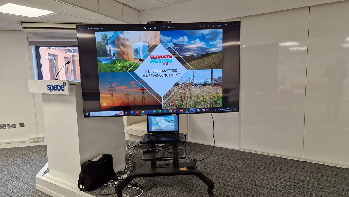 ClimateActionNE's tweet photo. All set up ready for our #NetZeroMatters event here at @northeastbic and looking forward to talking #greeningpolicies with our attendees. #climateaction #FridayMotivation #business #networking 🌏🌏 @SharonEnv1 https://t.co/apU8kh4WFB