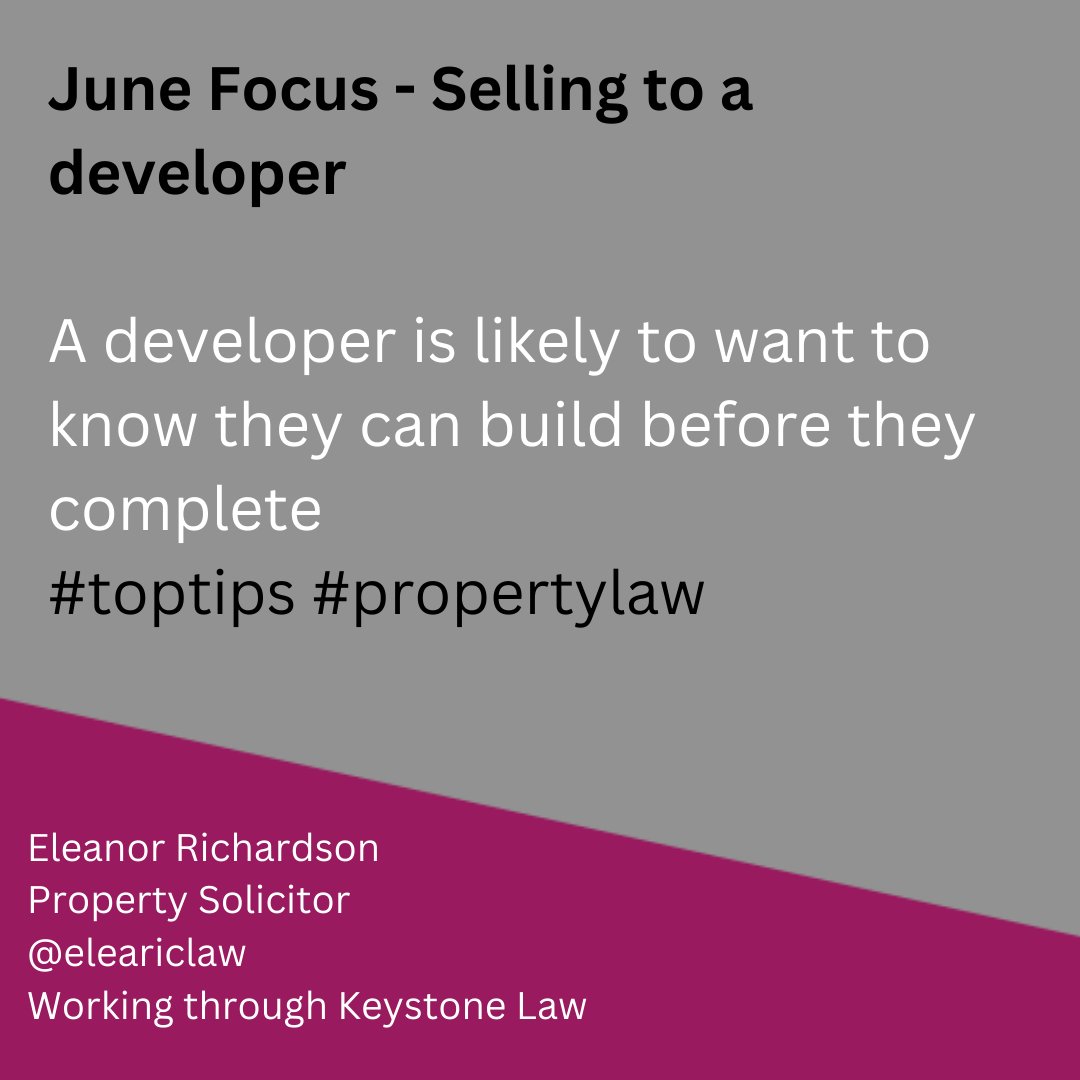 A #developer is likely to want to know they can build before they complete #conditionalcontract #toptips #propertydeveloper #propertysales #sellingtoadeveloper #propertylaw