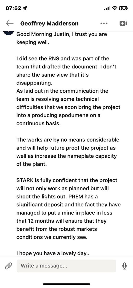 mrcod72's tweet photo. #PREM reply from CEO of Stark Resources. 

Tells you all you need to know!! https://t.co/7eK9OA1OfT