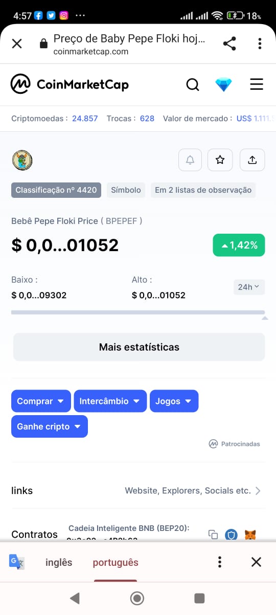 RoSoaresBuffon's tweet photo. Nossa @babypepefloki foi lançadaaaaaaaaaaaaaaa na CoinMarketCap 🥲😱😱😱😱

Que emoção!!!!!! A CoinMarketCap é o site de monitoramento de preços de cripto ativos de MAIOR REFERÊNCIA DO 🌎 MUNDO!!!!!!! https://t.co/asUFWyfTV8