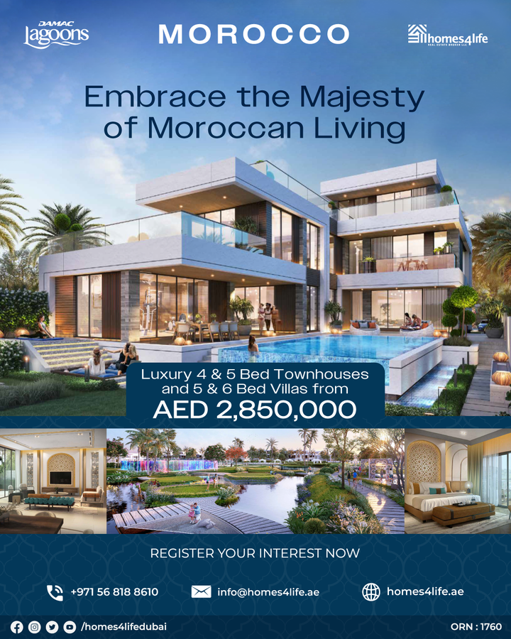 Discover the Magic of Morocco at DAMAC Lagoons! Immerse yourself in the captivating beauty of this Mediterranean-inspired residential development. Explore serene gardens, enchanting botanical displays, and a cactus garden inspired by Jardin Majorelle. Ascend the Observation Deck