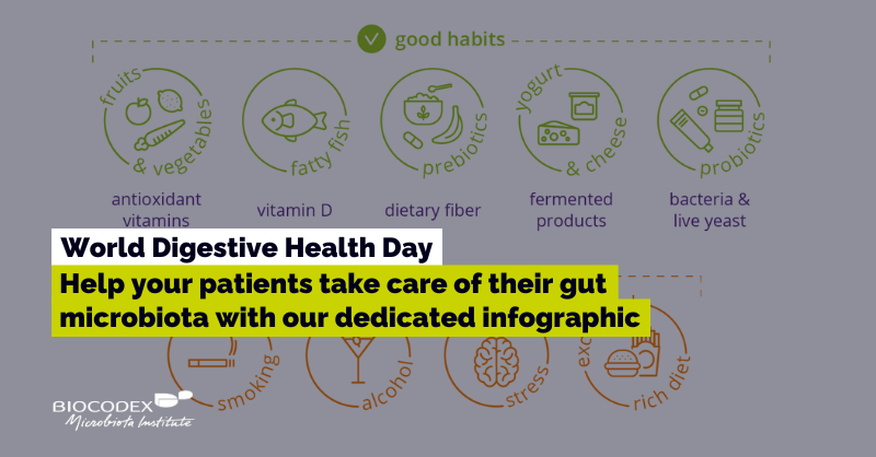 On the occasion of #WorldDigestiveHealthDay, we wanted to share this #infographic to help you explain to your #patients how to take care of their #GutMicrobiota.

📊Click on the link below to go and download it, we hope it will help you!

#microbiota👇 biocodexmicrobiotainstitute.com/en/pro/infogra…