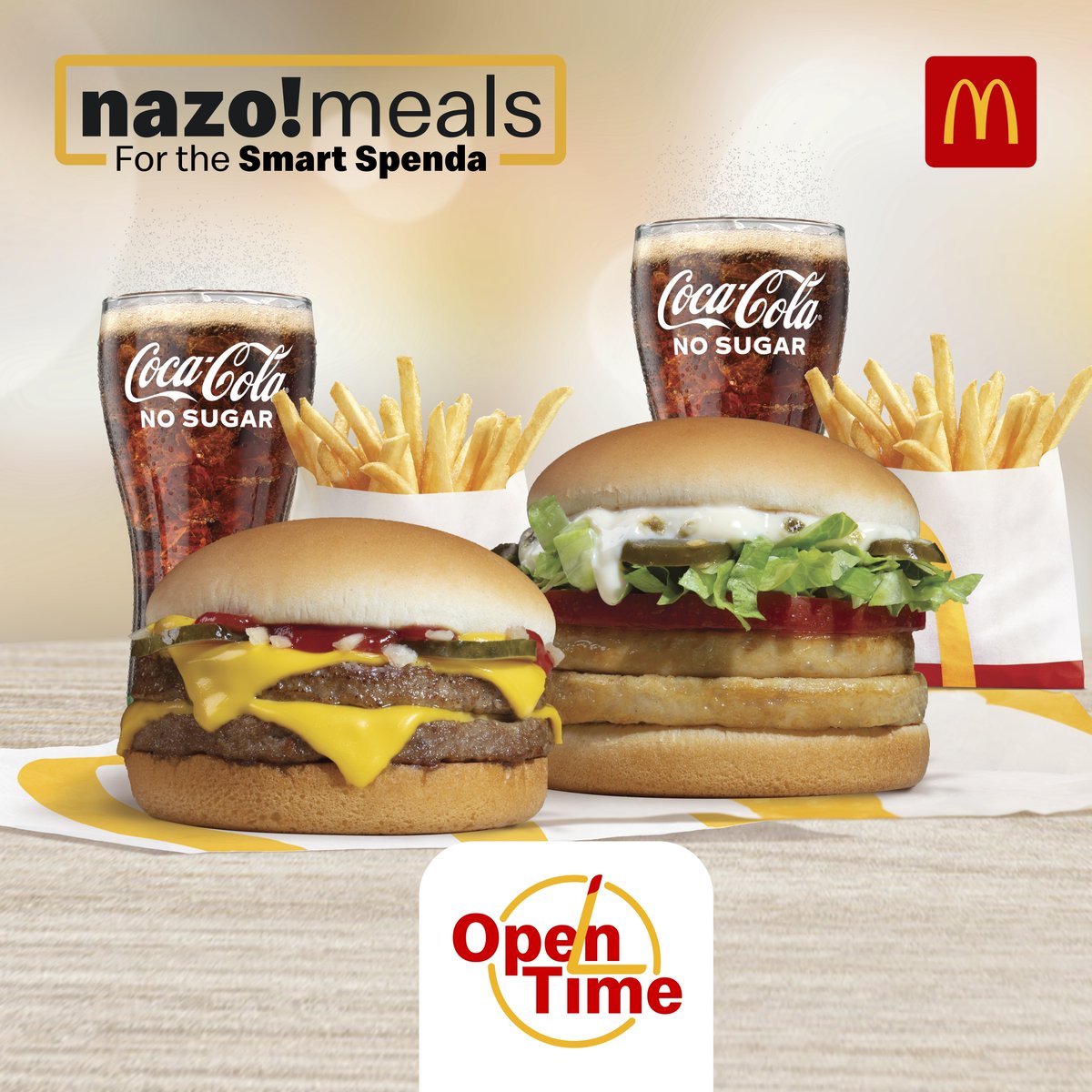 Yfm's tweet photo. All this week it's Open Time on #TheLunchLeague and you could WIN R3 990!

Step 1: Head to your fave @McDonalds_SA
Step 2: Treat yourself to a Double Cheeseburger or Jalapeno Double small meals for just R39.90
Step 3: Post a selfie with your meal using #McDeezNazoMeals + tag @Yfm https://t.co/zv9XSmxBeL