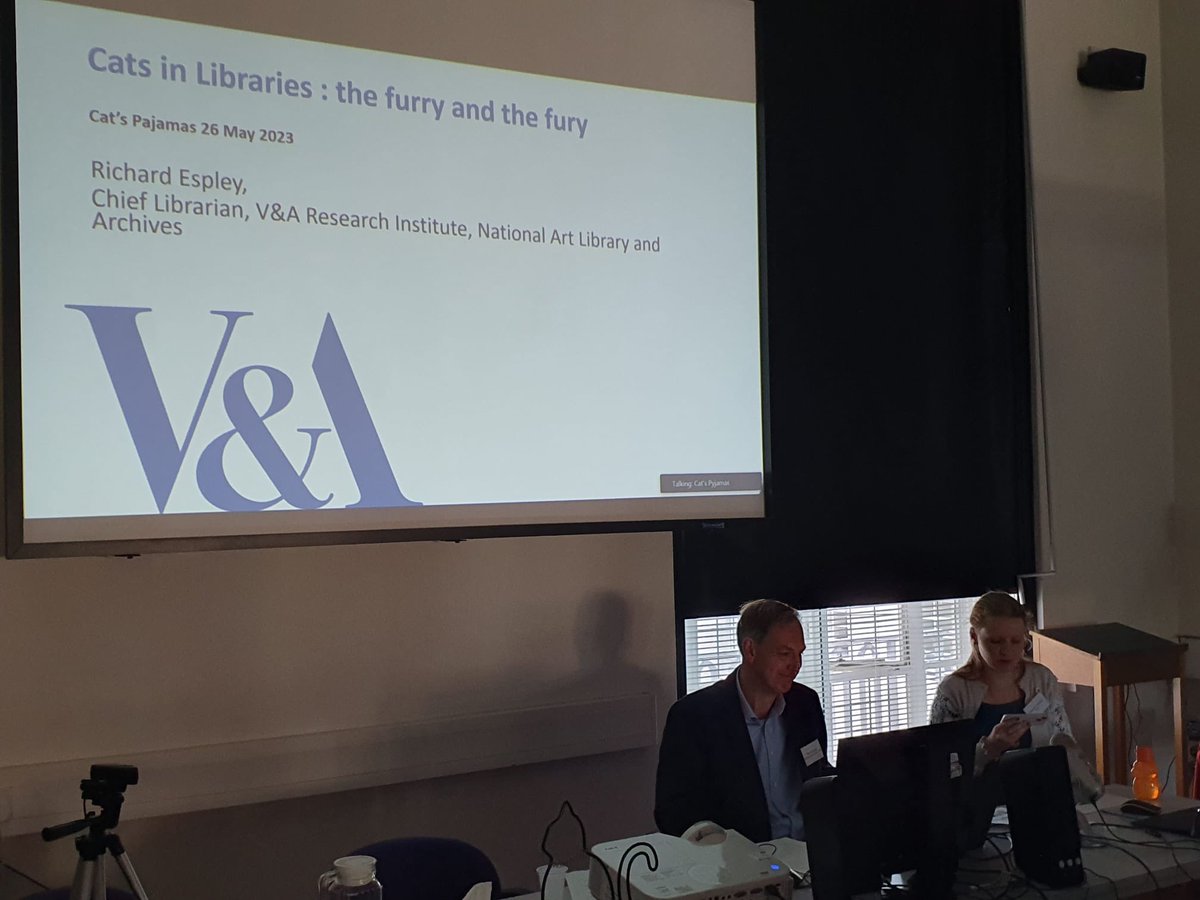CatsConference's tweet photo. The second talk for today is given by Richard Espley from the Victoria and Albert Museum. His talk is on the appearance of cats in library collections. 
#catconference https://t.co/zo5aZAMz6a