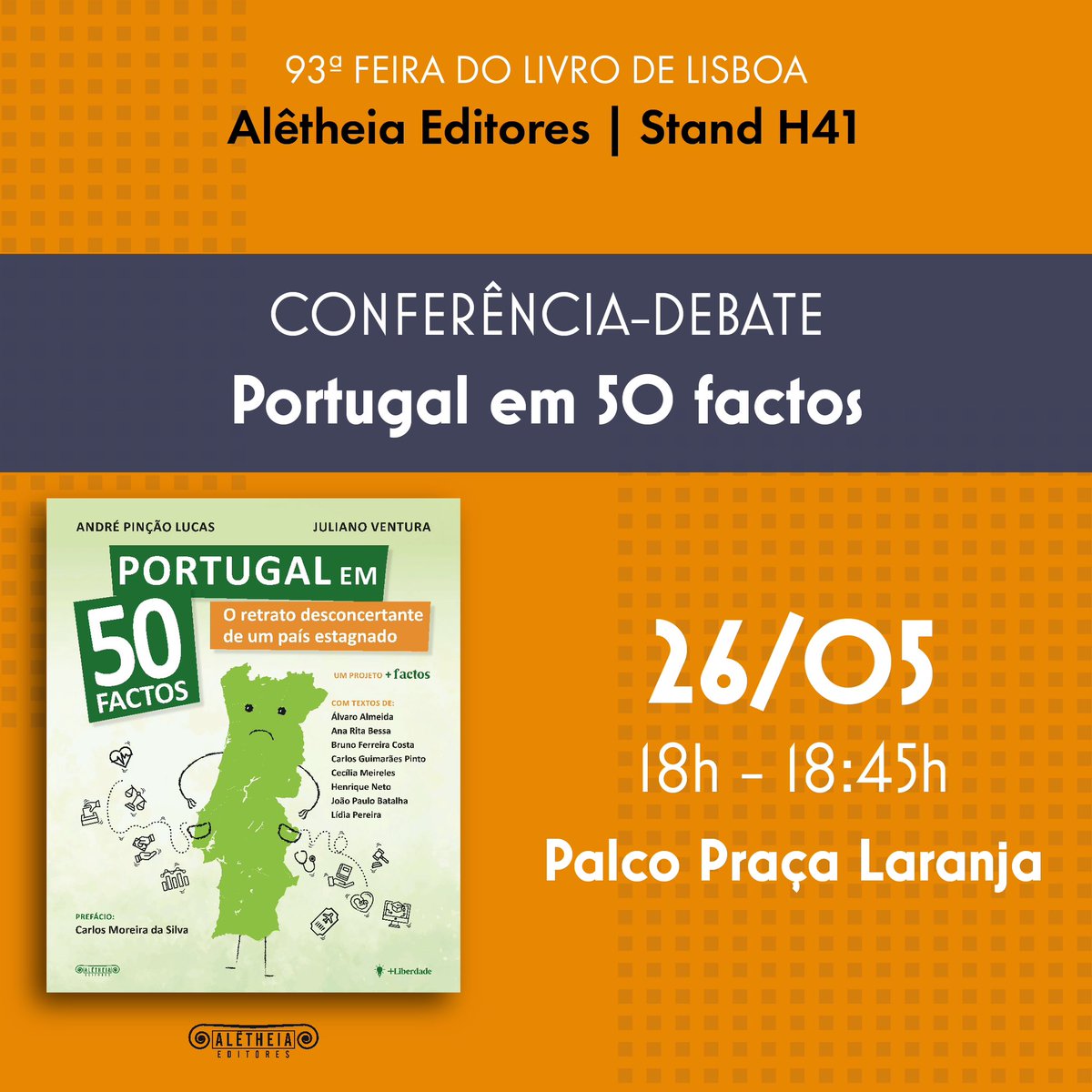 AletheiaEditore's tweet photo. Logo à tarde, na Feira do Livro de Lisboa, com @APincaoLucas e @LiberdadeMais e no domingo com @albertogonc para assinar os primeiríssimos exemplares de “Nenhum turista vai a Tucson”. Estamos a contar com a sua visita no stand H41! https://t.co/dMizVLYwQ2