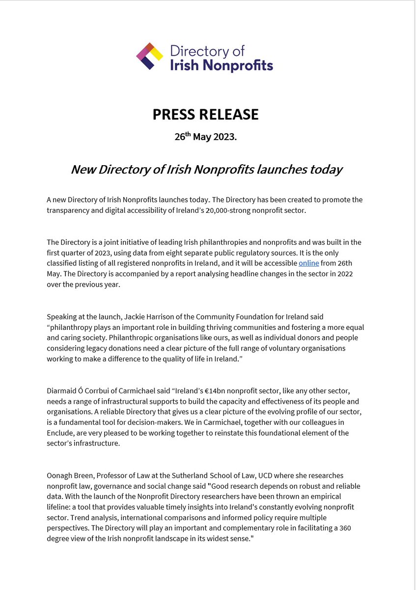DirNonProfits's tweet photo. New public, free Directory of Irish Non Profits launches today.

#nonprofit #transparency #DirectoryofNonProfits
@CommunityFound @Carmichael_IRL https://t.co/5twNrqUiF5
