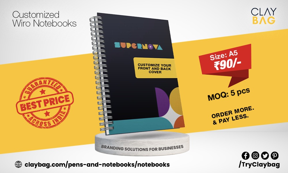 Customized #Notebooks for your team with your brand and brand communication. Fine quality. Best prices. Always free shipping #branding #BusinessGrowth #digitalprints #Follow #JustClayBagIt