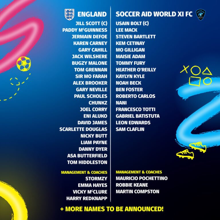 See the teams. #tomhiddleston #socceraid #unicef