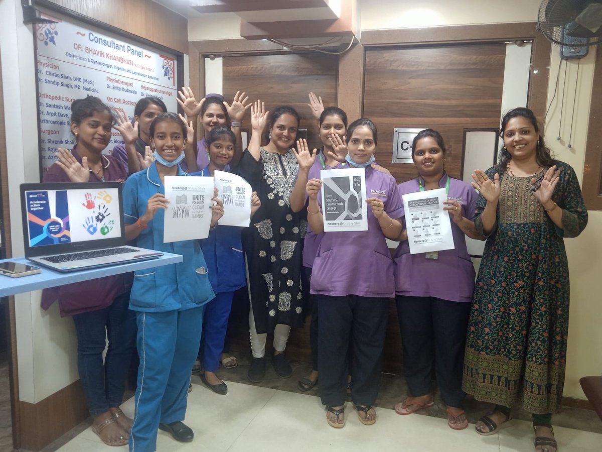 #HandHygiene #CleanYourHands via: Neuberg Dr Ajay Shah Lan Pvt Ltd, Dahisar, Mumbai, India - Together we can!! Hand Hygiene Day @ Pragati Hospital /@WHO