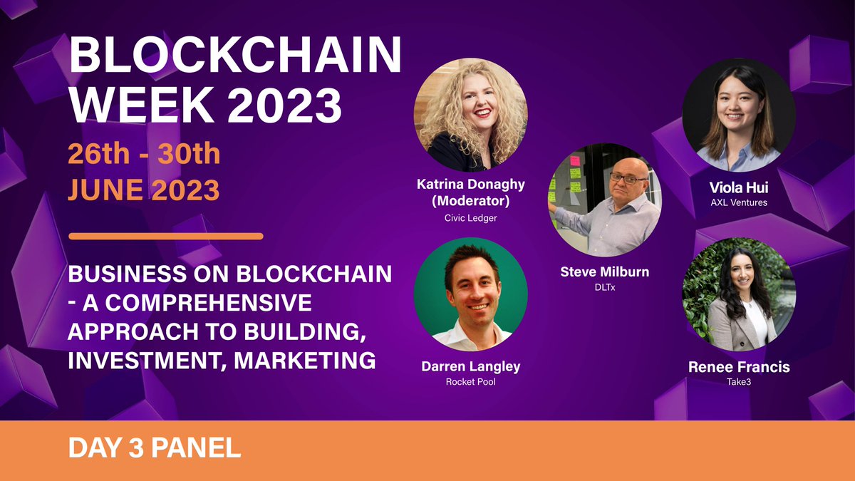 #blockchainweek23

Our CEO and Co-Founder, <a href="/katrina_donaghy/">Katrina Donaghy</a> can't wait to moderate this panel <a href="/dltxio/">dltxlabs.eth | dltx.io | dltxlabs.btc</a> <a href="/Rocket_Pool/">Rocket Pool</a> <a href="/bosorucnua1137/">KIЯIGΛYΛ💥</a> and <a href="/AxlVentures/">AXL Ventures</a> 

Deets: Wednesday 28 June 2023, Precinct, Fortitude Valley, Brisbane, Queensland.

Tix Free! Register here: blockchainweek.com.au/day-3/