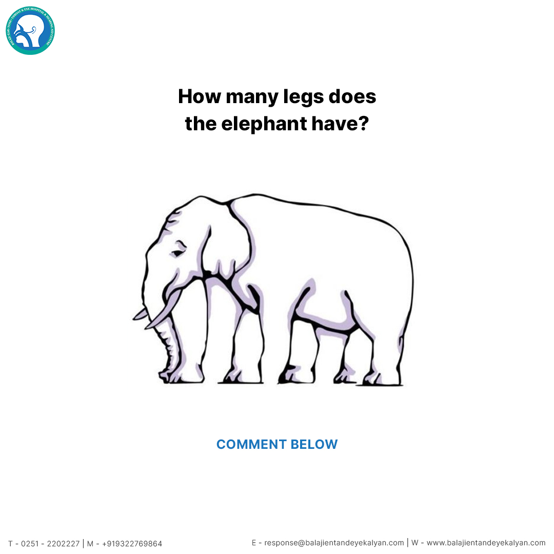 Comment in the section below how many legs an elephant has.

#balajientandeye #balajientandeyehospital
#balajientandeyehospital #eyegames #whatyousee #CommentYourAnswer #commentbelow