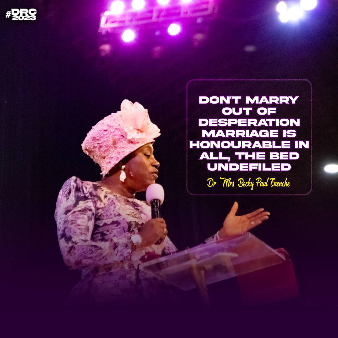 Don’t marry out of desperation. 
Marriage is honorable in all, the bed undefiled.