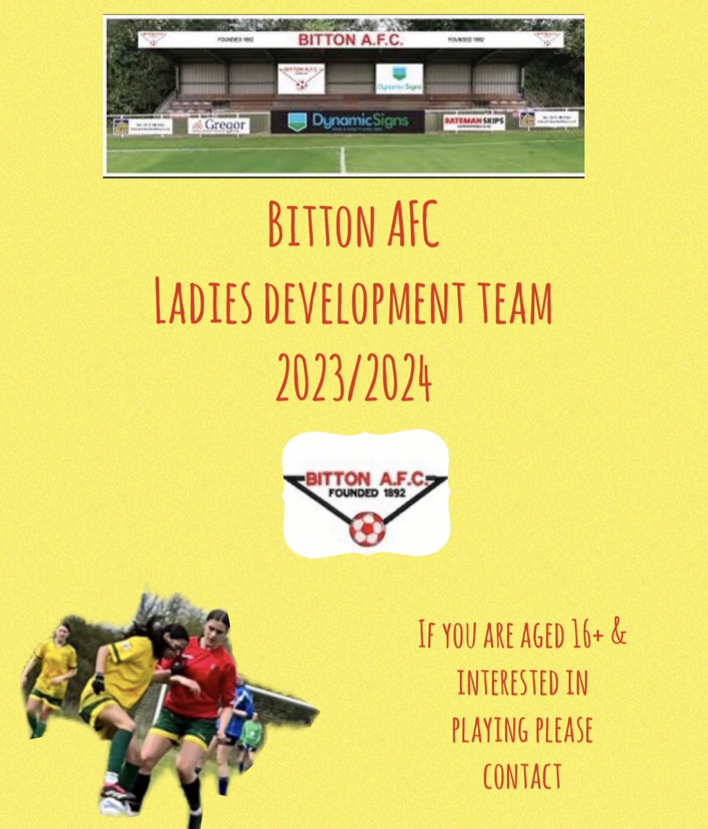We are pleased to say we will be adding a development side next season to support the player pathway from our excellent <a href="/BittonAFC_Girls/">BittonAFCGirls</a> 

The newly formed development side are now looking for pre season games either home or away. Please get in touch if interested.

🔴⚪️🔴⚪️