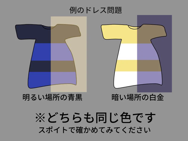 【驚愕】人によって色が違って見える『例のドレス』問題、画像で見ると更に驚きの結果に・・