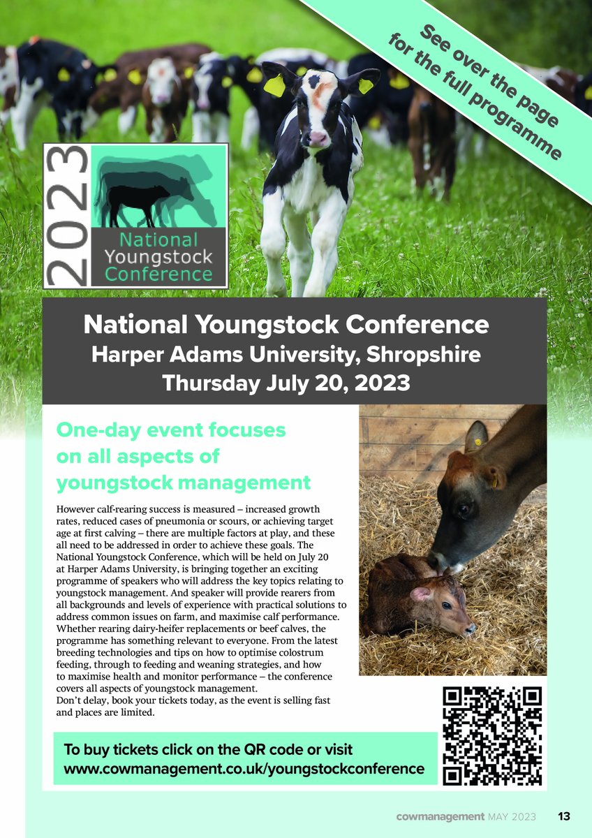 cowmanagement's tweet photo. Tickets are selling fast for this year's National Youngstock Conference. Book your place now to avoid disappointment! Find out more at https://t.co/L3F1en6jjP @HarperAdamsUni @theRABDF @WomenInDairy @Cargill @cogentbreeding @VetPartnersLtd @VolacWilmar @calfmatters https://t.co/cTqnq99KDu