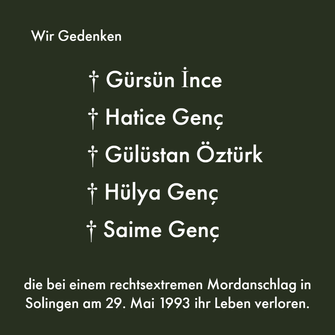 Rassismus tötet, auch in Deutschland. Wir werden die Opfer rechtsextremer Gewalt niemals vergessen! #Solingen