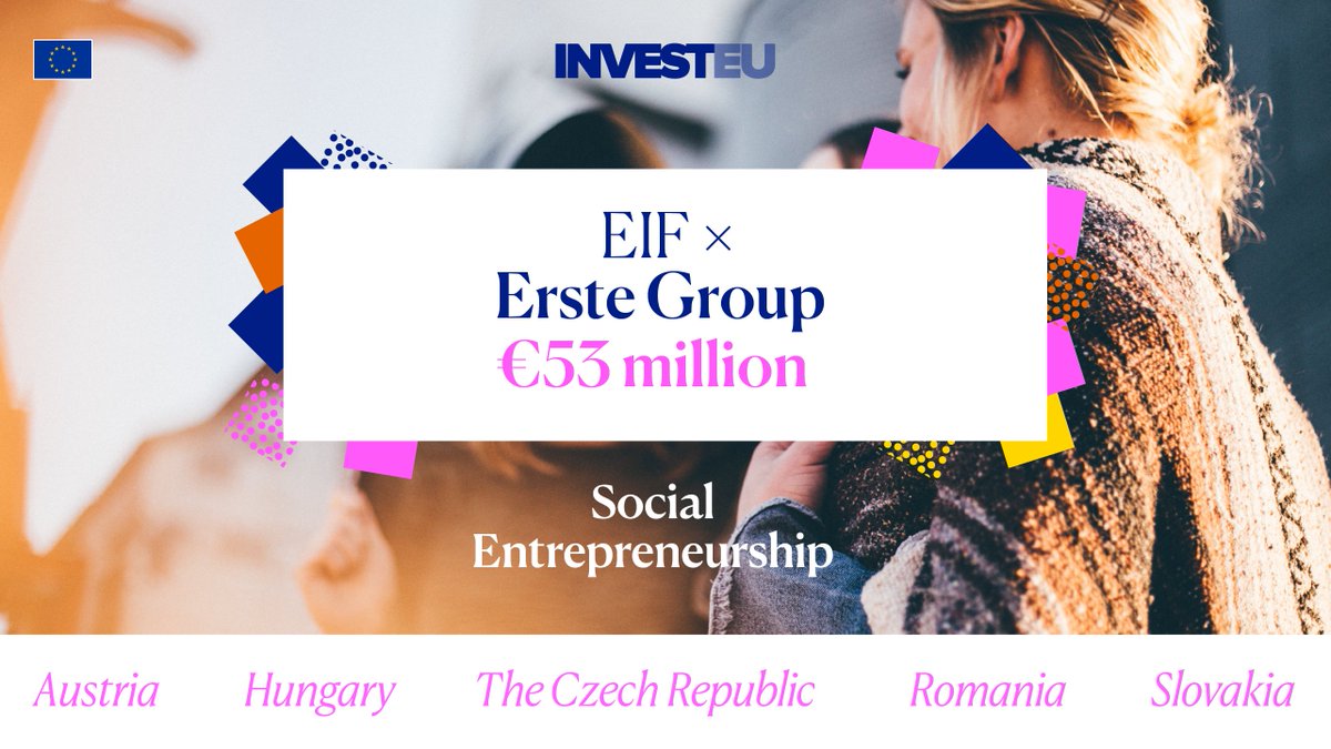 Good news for social entrepreneurs in 🇦🇹 🇨🇿 🇭🇺 🇷🇴 🇸🇰 Our latest #investEU transaction with @ErsteGroup expects to unlock more than €66 million in loans for 500 social enterprises and create 1 750 jobs. 🙌social economy in #CEE.
👉bit.ly/3WC9LWV