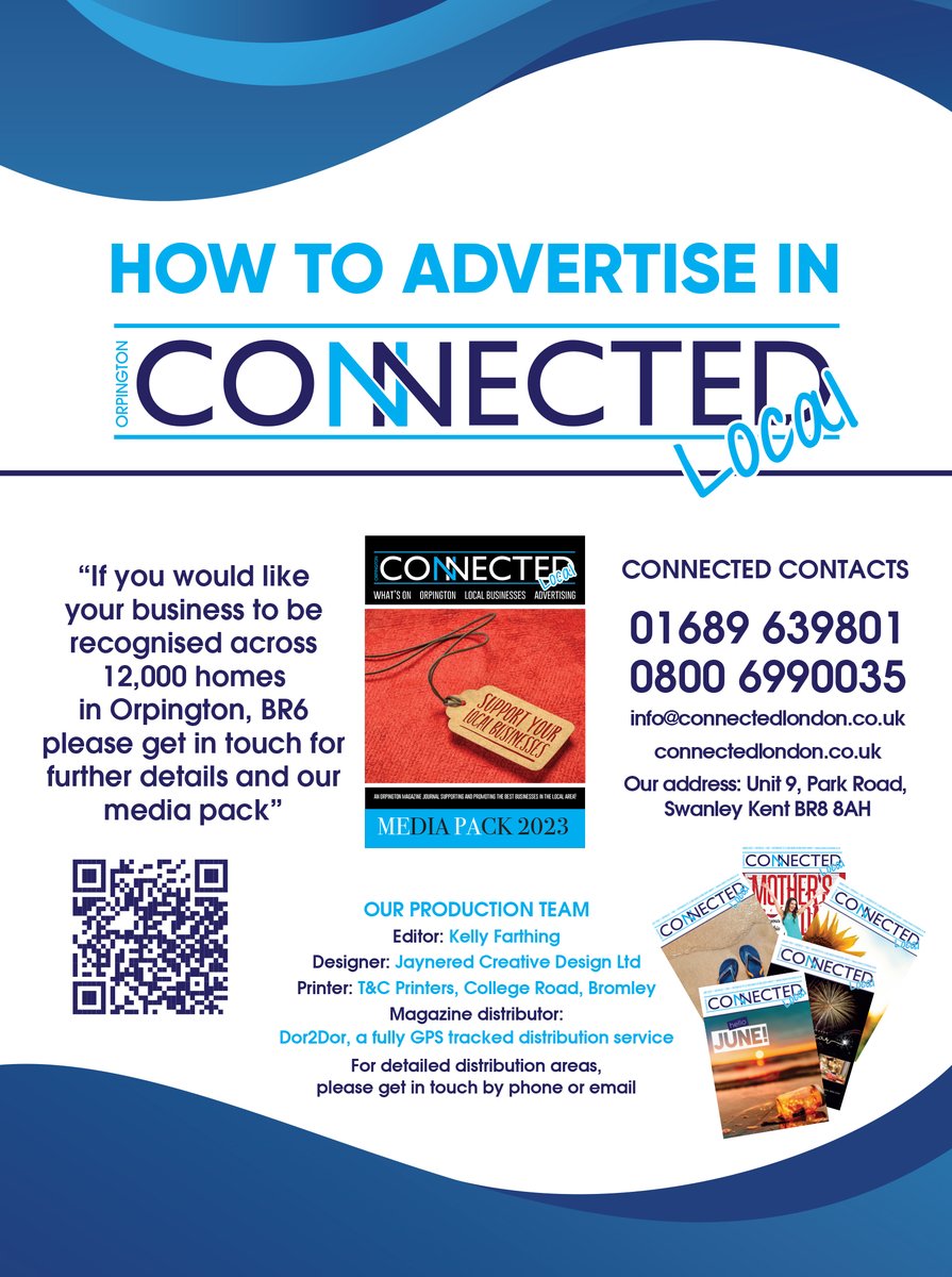 Would you like to get your business recognised across 12,000 homes in Orpington, BR6? Get in touch with Connected team today! #magazine #localadvertising Orpington Connected connectedlondon.co.uk @Connect_London1