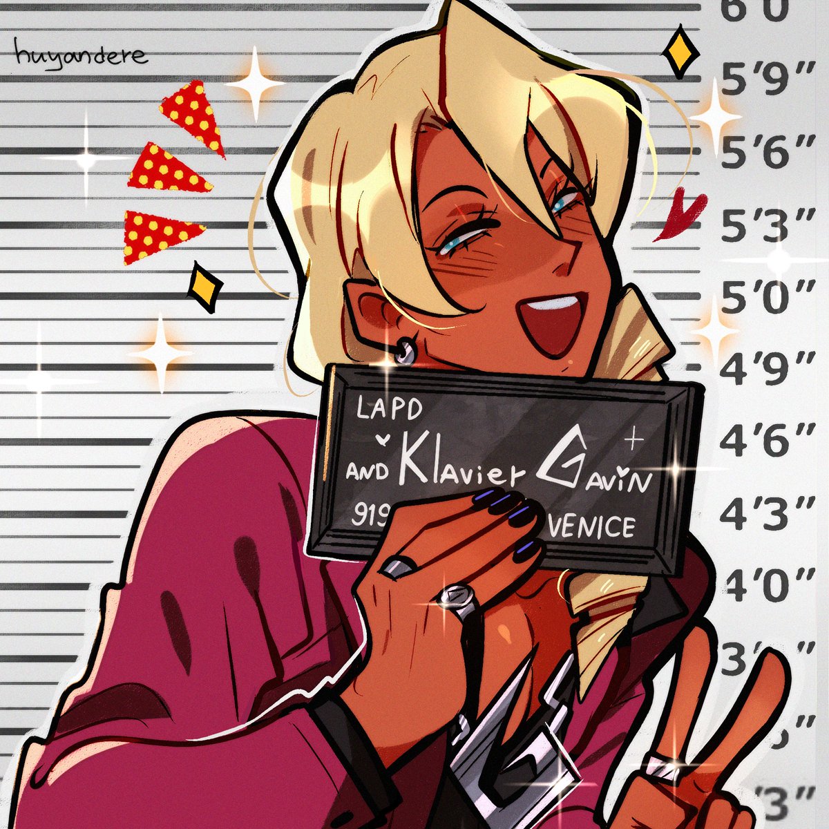 huyandere's tweet photo. arrested for disruption in the courtroom (making out passionately)
#AceAttorney #klapollo https://t.co/nPBeHAv76Q