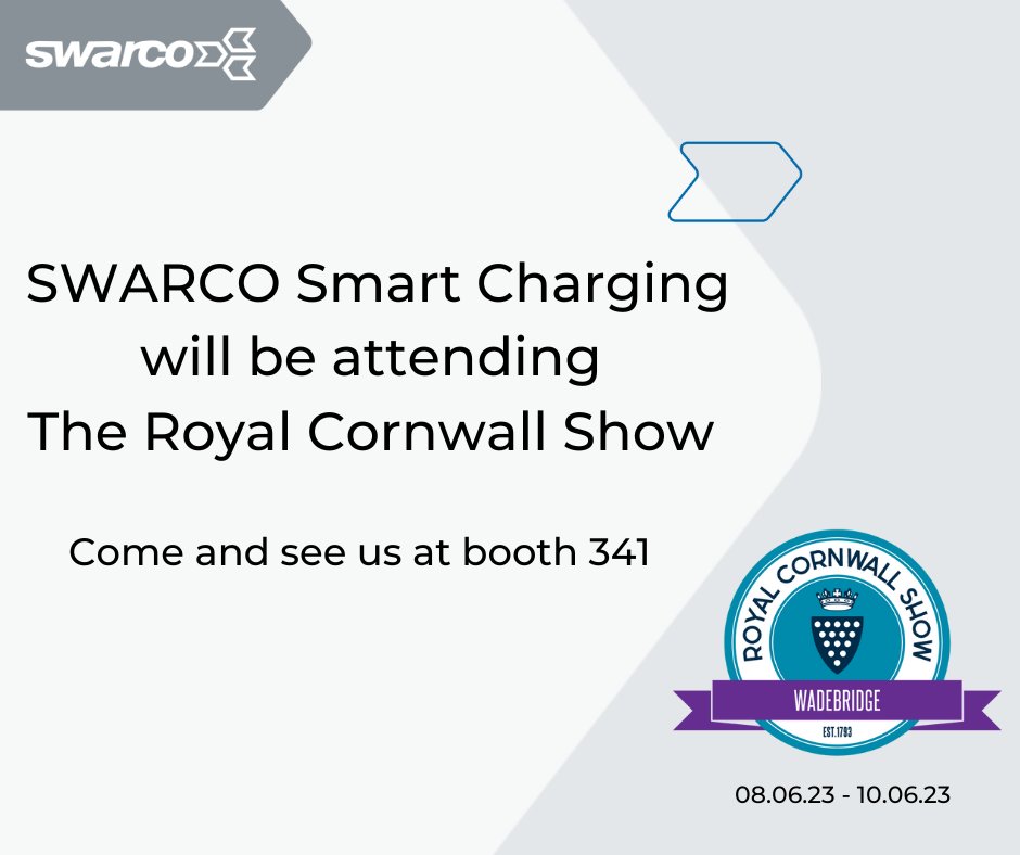 SWARCO (@swarco_ag) on Twitter photo SWARCO Smart Charging are excited to be attending <a href="/RoyalCornwall/">Royal Cornwall Show</a>ย Show from the 8th June - 10th June.
We will be at booth 341 so please come and say hello!
#RCS2023 SWARCO Smart Charging are excited to be attending <a href="/RoyalCornwall/">Royal Cornwall Show</a>ย Show from the 8th June - 10th June.
We will be at booth 341 so please come and say hello!
#RCS2023