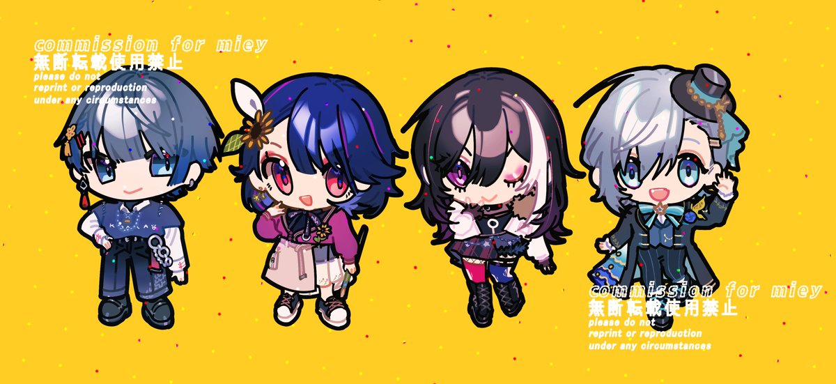 「chibi group commission lately! thank you」|茶々のイラスト