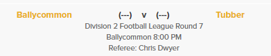 BallycommonGAA's tweet photo. Fixture Change: Game scheduled for this evening now takes place next Tue 30th May. https://t.co/VteZh6JIWb