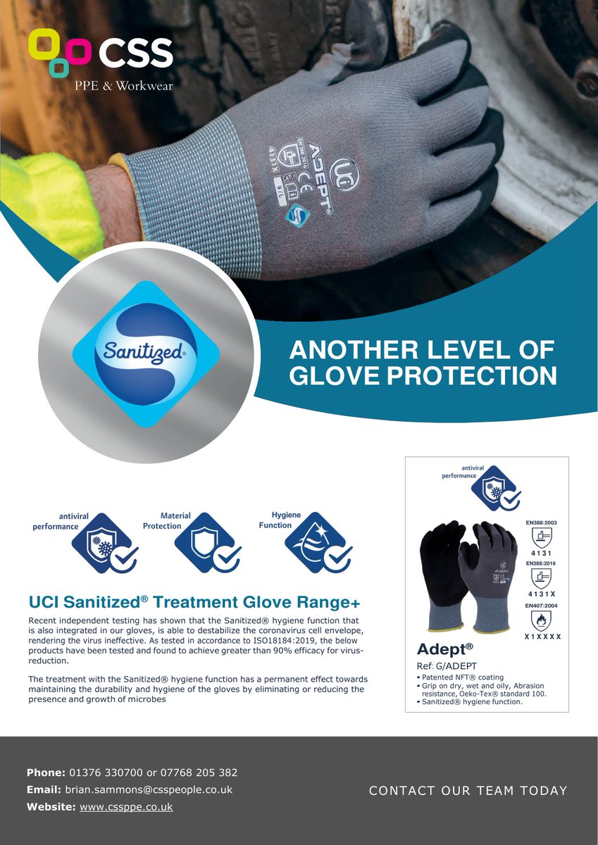 𝐍𝐨𝐰 𝐀𝐯𝐚𝐢𝐥𝐚𝐛𝐥𝐞 𝐀𝐭 𝐂𝐒𝐒 𝐏𝐏𝐄 & 𝐖𝐨𝐫𝐤𝐰𝐞𝐚𝐫 👇

We have the UCI Sanitized® Treatment Glove Range now available in stock 🧤

#PPE #PPEProducts #Gloves #HandProtection #SafetyGloves #PPESupplier #PPESupplies