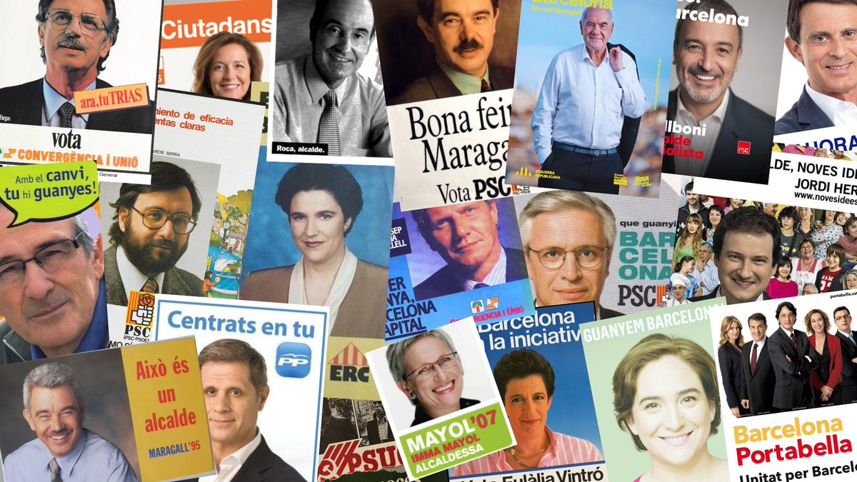 🗳️A 2 dies per les eleccions, arriba el moment de fer un repàs per la història recent de Barcelona a través de les campanyes municipals, cartells, espots i alguna curiositat. 
Acompanyeu-me en aquest camí per la Barcelona des de 1979 fins a la d’avui.
Fil llarguet 🧵👇
