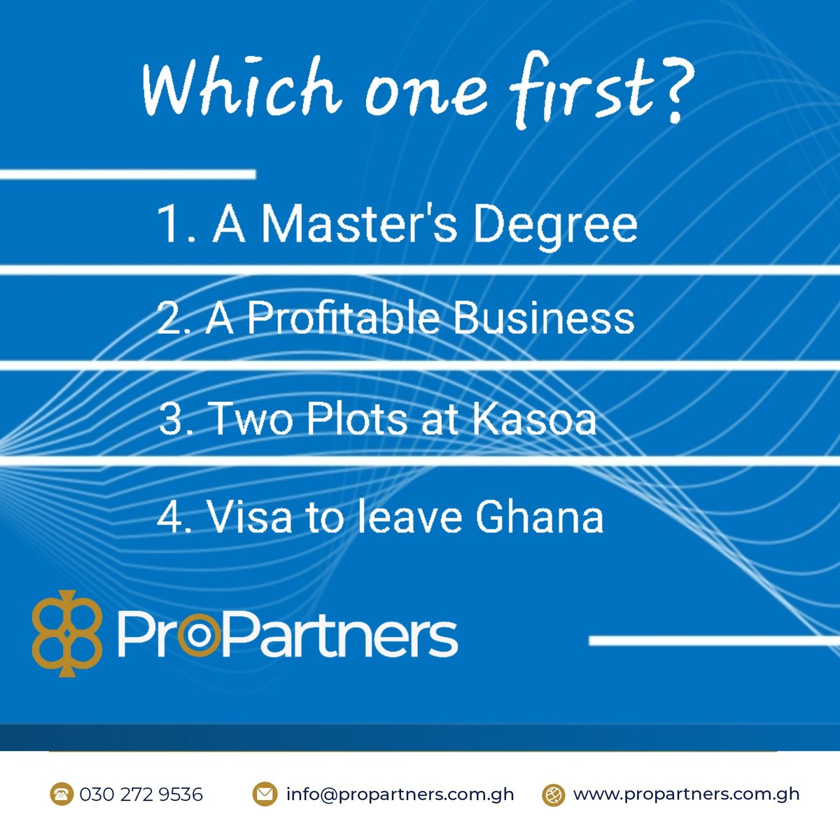 Which one will be your first? 

#HappyWeekend 
#WeekendVibes 
#propartnersexchange 
#propartnersghana 
#alternativeinvestment 
#alternativecapital 
#partnership 
#crowdfunding