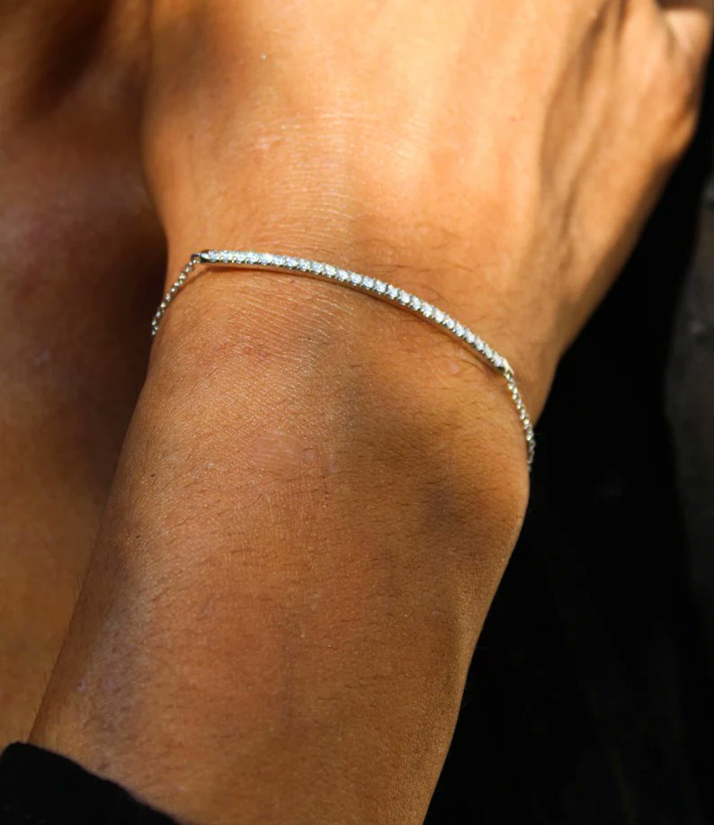 14K White Gold Diamond Bracelet, 0.50 Carat Diamond Bracelet for Women, Simple Bracelet, Natural Diamond Bracelet, Anniversary Gift
#diamondbracelet #14kgoldbracelet