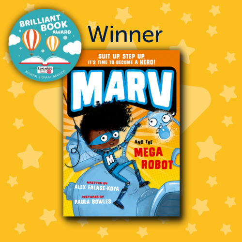 #MarvAndTheMegaRobot has WON the #BrilliantBookAwards 🦸🏾‍♂️🏆

Such a fantastic achievement for our superpowered author-illustrator team @AlexFKoya and @PaulaBowles, who have been celebrating with 400 Year 5 & 6 Pupils this morning in Lancashire!

@LancashireSLS #LancsSLS