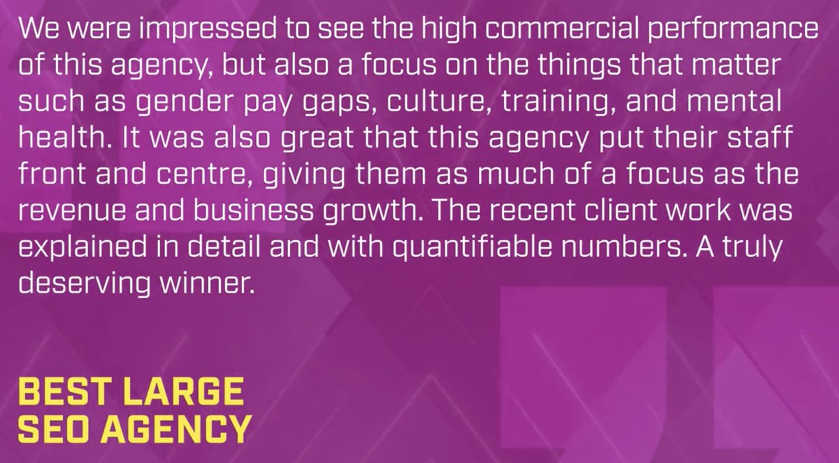 🙌 Best Large SEO Agency in Europe! 🙌

Wow, what a win at the European Search Awards. 

Thoroughly deserved by the amazing <a href="/Reddico/">Reddico | Certified B Corp</a> team 🥳

#europeansearchawards #seo #bcorp