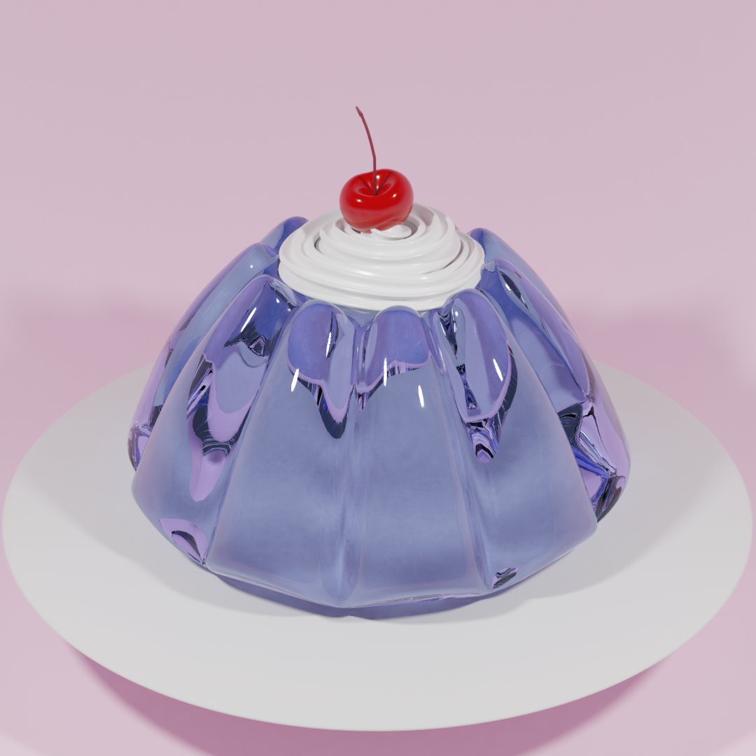 「Blender練習⑦ ぷるぷるゼリーとメロンクリームソーダ」|米原のイラスト