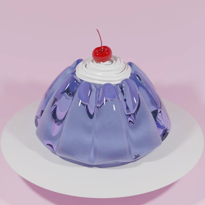 Blender練習⑦ ぷるぷるゼリーとメロンクリームソーダ