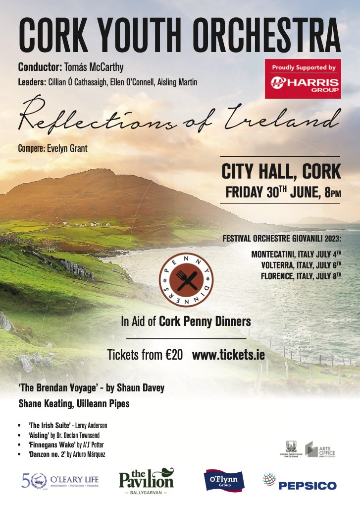tickets_ie's tweet photo. 🚨 𝗢𝗡 𝗦𝗔𝗟𝗘 𝗡𝗢𝗪 🚨

The amazing Cork Youth Orchestra returns to #CorkCityHall on Friday the 30th of June for a very special performance ahead of their 2023 Concert Tour to Italy, called "Reflections of Ireland".

Tickets on sale NOW  👉 https://t.co/TOJ7PiUAQk

@CYOCork https://t.co/LhYhQO5BQZ