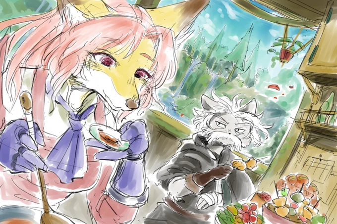 #バツイチ狐と旅ごはん バナー案ラフの1つを公開!イケおじさんは1話で出てきますのでお楽しみに 