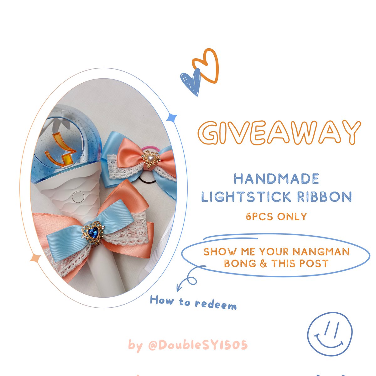 ✦ 𝙂𝙞𝙫𝙚𝙖𝙬𝙖𝙮 • 𝙒𝙤𝙤𝙙𝙯 𝙊𝙊-𝙇𝙄 𝙞𝙣 𝙆𝙇 ✦

🎀 Handmade Lightstick Ribbon (6ea) 

How to redeem: 
↪ Pls show your Nangman Bong & this post to me on d-day

See you! 🧡(⁠◍⁠•⁠ᴗ⁠•⁠◍⁠)💙

#OOLIinKL
#OO_LI_IN_KL
#WOODZ_IN_KUALALUMPUR
#WOODZinKL
#WOODZ #우즈